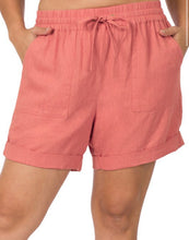 Load image into Gallery viewer, Linen drawstring shorts in plus size