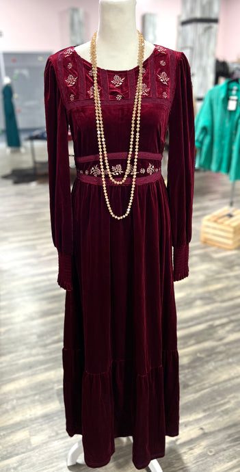 Embroidered Velvet Dress