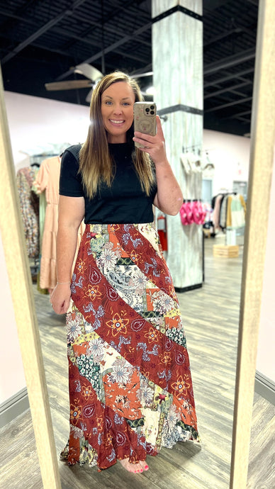 Mixed Print Maxi Skirt 2