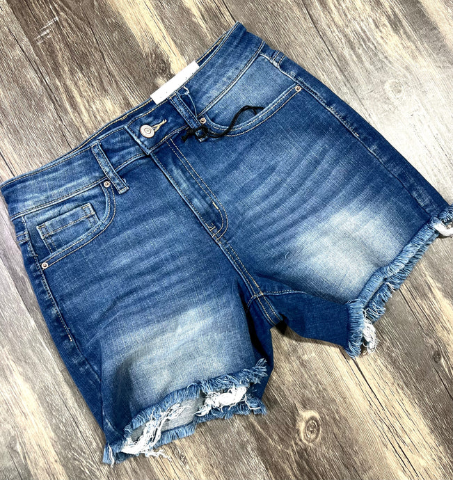 Mid Rise Frayed Jean Shorts