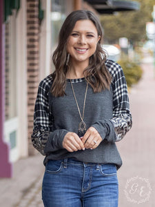 Plaid with Twist raglan top