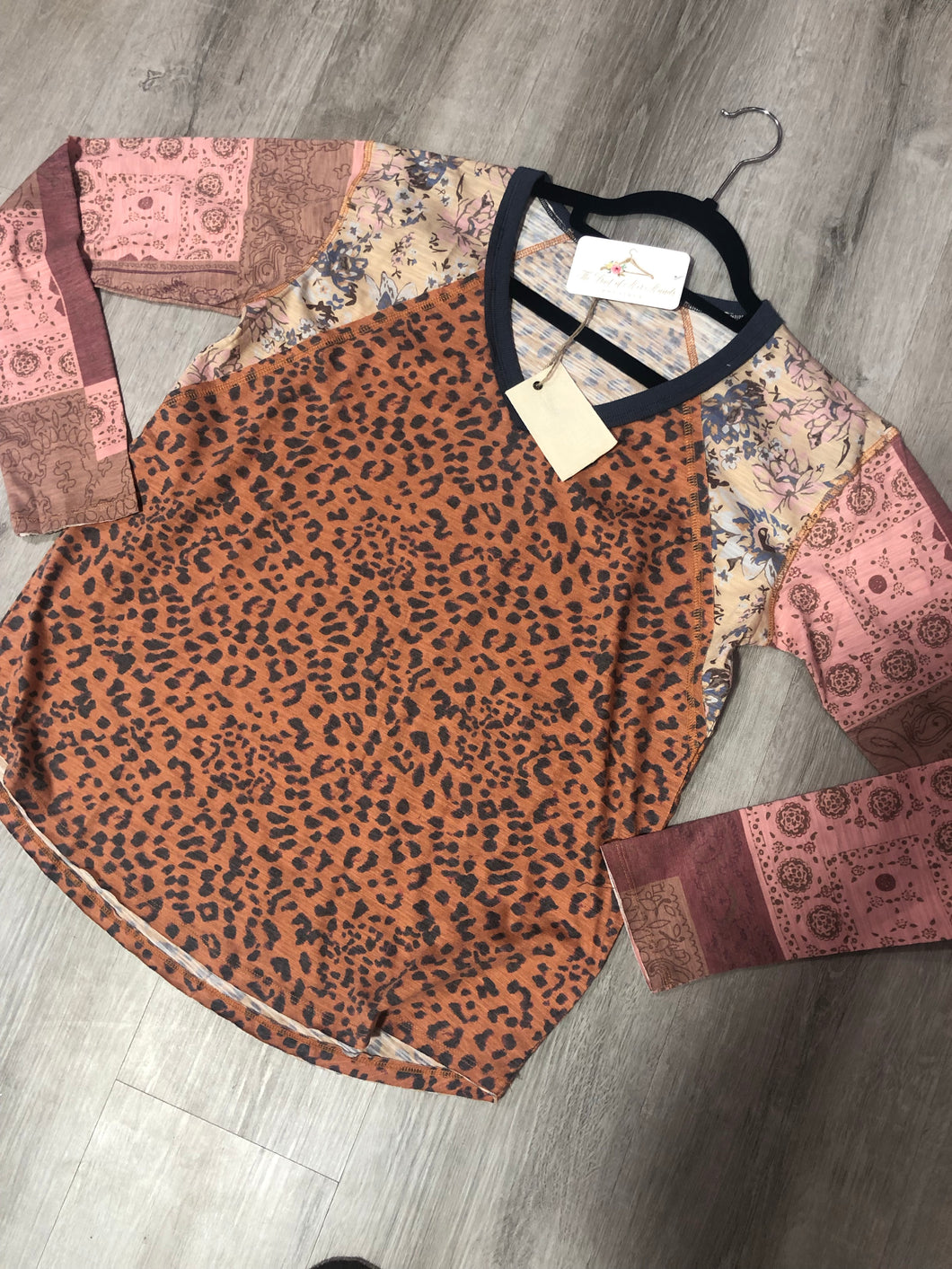 Floral and animal print top