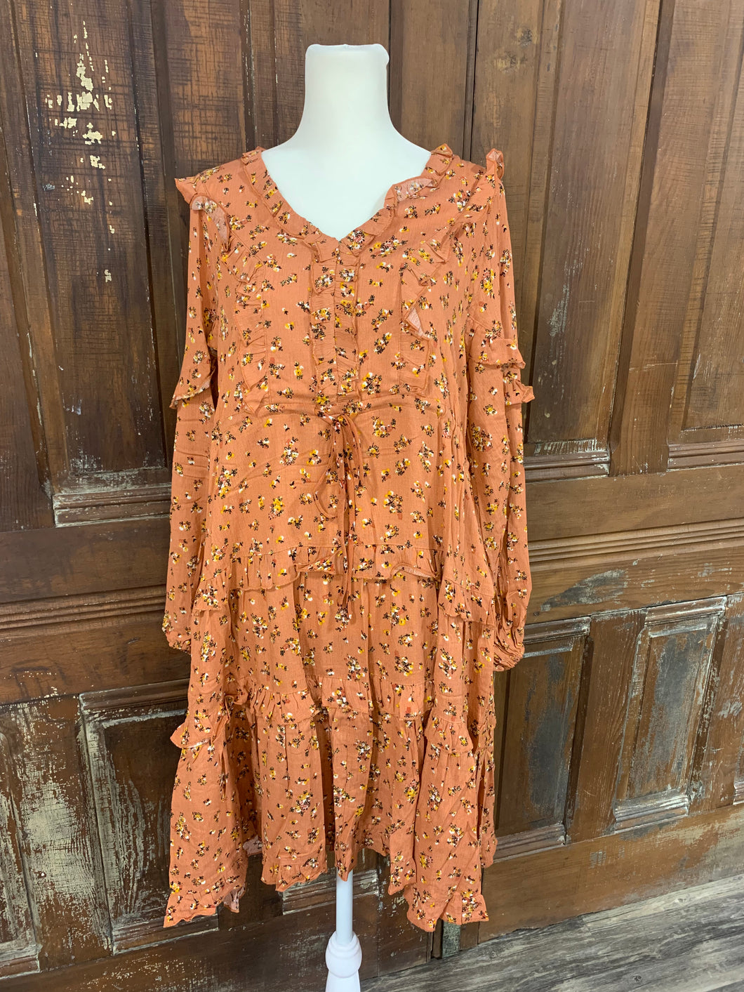 Rusty coral floral dress