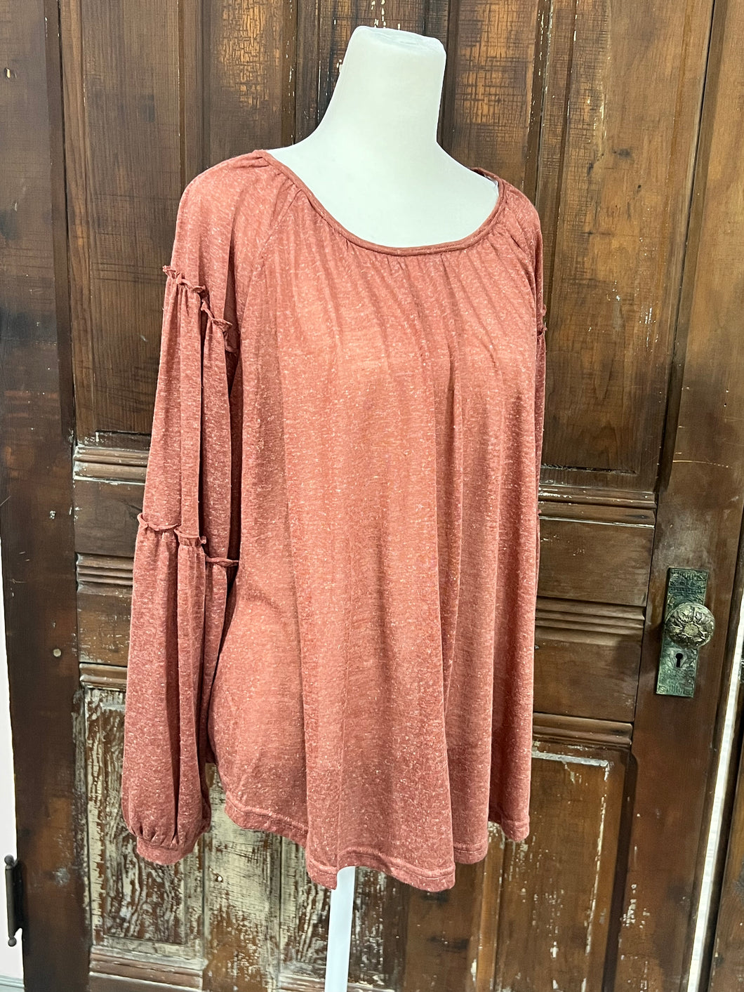 Linen and Knit ruffle top