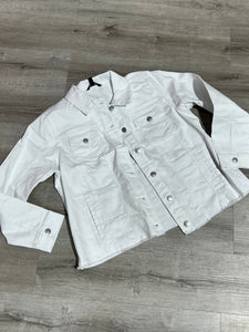 Plus size white jean jacket