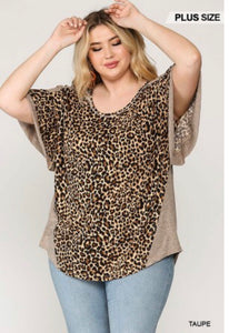 Animal Knit with solid ruffle top