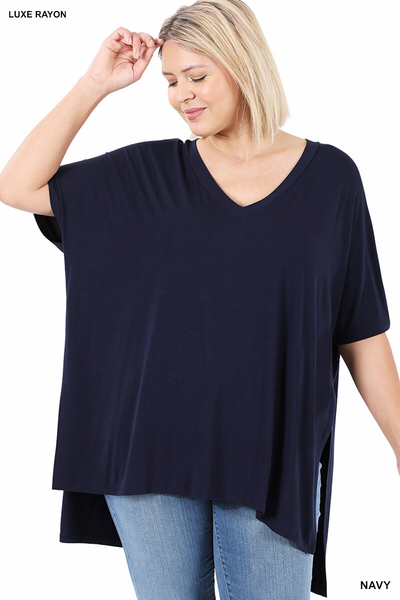 Plus size basic top with slits on the side