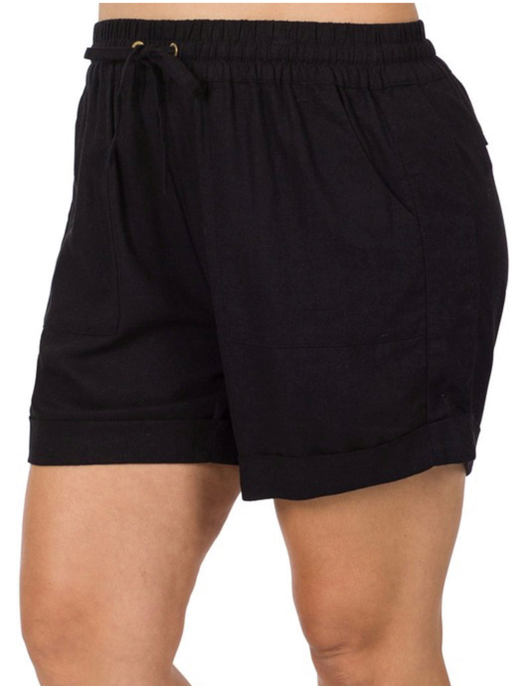 Linen drawstring shorts in plus size