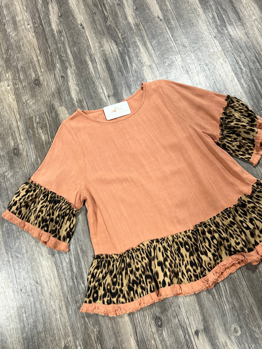 Animal print ruffle top